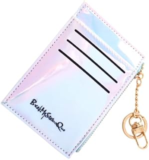 All-in-one Pocket Wallet, RFID Blocking Credit Card Holder, Coin Organizer, Key Holder in a Branded Gift Box, Flat Suitable for Front & Back Pocket, Fashion Shiny Girls Best Choice (Silver)