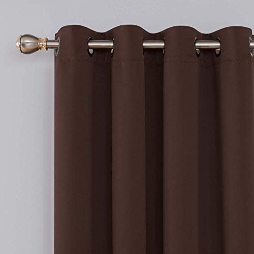 Image of Comfy Home Fabric Solid Grommet Curtain, 9 Feet, Light Brown, Pack of 2