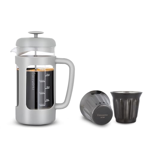 Easyworkz French Press 34 oz Coffee Tea Maker Bundled with Stainless...
