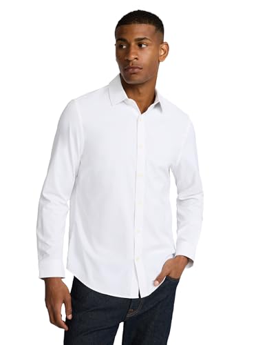 EXPRESS Men’s Everyday Performance Dress Shirt – Slim Fit Stretch Solid Button-Up, Moisture-Wicking, Wrinkle Resistant