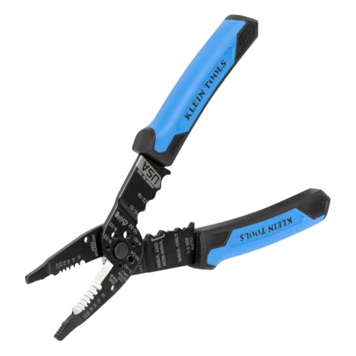 Image of Klein Tools 1025 Long Nose Multi-Purpose Wire Stripper, Made in USA Professional Electrician Tools, Crimping Tool, Cable Stripper for 10-20 AWG Solid, 12-22 AWG Stranded Wire