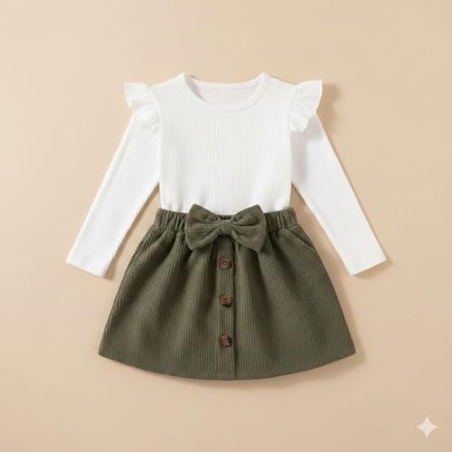 Image of A.T.U.N. (ALL THINGS UBER NICE) Stylish Winter-Ready Girls Dress | Round Neck with Long Sleeve and Bow Detail | Warm & Trendy Outfit
