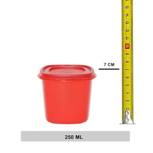 Image of Cutting EDGE Snap Tight Eco Plastic Container Set for Dry Fruits, Travelling, Pickle, Sauces, Spices, 12-Pieces (250 ML, Red)