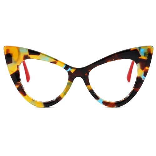 Image of Zeelool Retro Cat Eye Glasses for Women Eyeglasses Frame with Non-prescription Clear Lens ZJGA747707-04 Yellolw