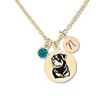 Fern & Filigree Dog Necklace for Women, Rottweiler Necklace Pet Jewelry, Personalized Gift for Dog Mom, Choice of Initial and Birthstone, 18K Gold or Silver Plate
