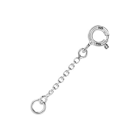 925 Sterling Silver 1.2MM-Cable Italian-Necklace-Extender Chain - 1 Inch - Super Thin & Strong With 5MM End Ring Cover
