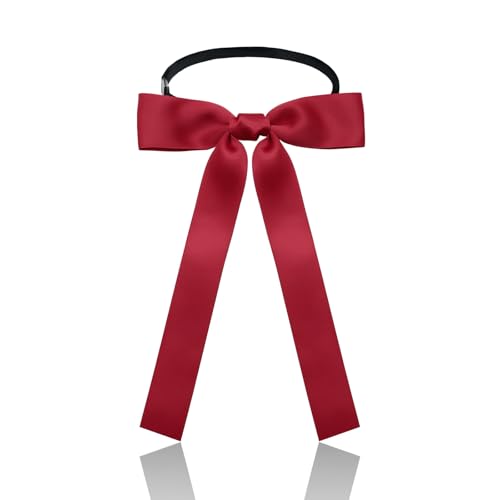 Image of Luckyvestir Western Bow Ties for Men Women, Black /Red Colonel Satin Ribbon String Bow Tie for Costume Uniform