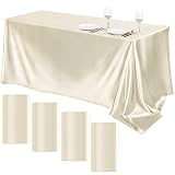 TURSTIN 4 Packs Satin Tablecloth 102 x 58 Inch Overlay Satin Table Cover Rectangle Bright Silk Table