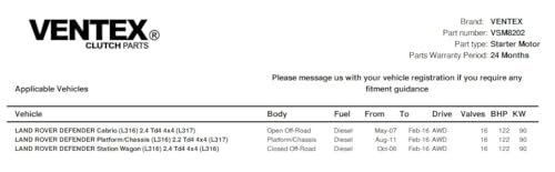 Démarreur VSM8202 compatible Ford Transit 2.2 TDCi et Defender - 7