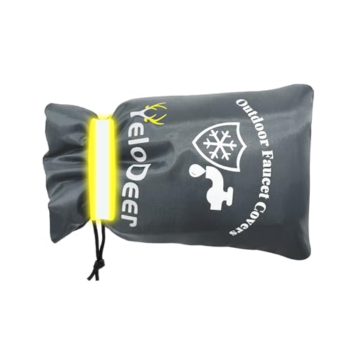 Outdoor Faucet Cover for Winter, Yelodeer 7.1' W X 10.7' H Upgraded Thicken Spigot Pipe Covers, Reusable Waterproof Oxford Faucet Sock, Hose Bib Covers for Winter Insulated Freeze Protection