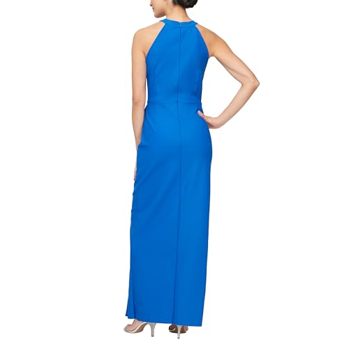 Image of Alex Evenings Women's Slimming Long Side Ruched Dress with Cascade Ruffle Skirt