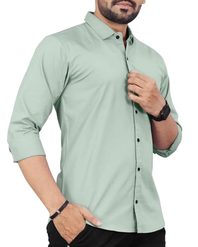 Image of Men's Cotton Full Sleeve Shirt | Regular Fit Casual & Formal Wear with Patch Pocket