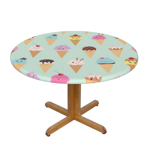 Nappe ronde imprimé crème glacée imperméable et résistante aux taches lavable