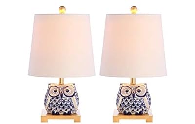 JONATHAN Y JYL3014A-SET2 Justina 16" Ceramic Mini Table Lamp(Set of 2) Cottage,Transitional for Bedroom, Living Room, Office, College Dorm, Coffee Table, Bookcase, Blue/White