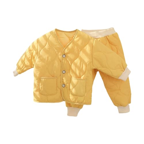 2-Piece Toddler Snowsuit Boys Girls Puffer Jacket Quilted Bubble Coat+Snow Pants Baby Padded Down Coat Winter Outfit