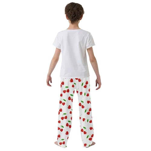 Berry Love Heart Boys Long Pants Soft Trousers Elastic Waist Kids Lounge Bottoms with Pockets S-XL3