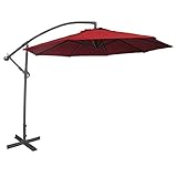 Abba Patio 10-Feet Offset Cantilever Umbrella Outdoor Hanging Patio Umbrella, Red