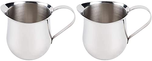 STmeaStainless Steel Bell Creamer, Bell-Shaped Serving Cream Pitcher Mini Coffee Milk Creamer Pitchers with Handle and Pouring Spout (150ml / 5oz,2 Pcs)