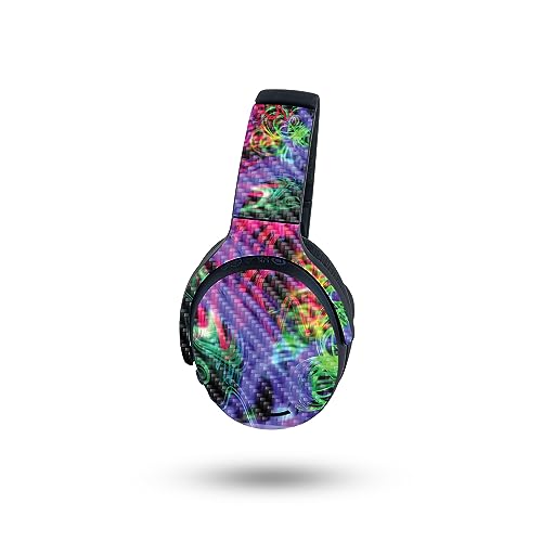 Image of MightySkins Carbon Fiber Skin Compatible with Skullcandy Crusher ANC 2 - Neon Splatter | Protective, Durable Textured Carbon Fiber Finish | Easy to Apply