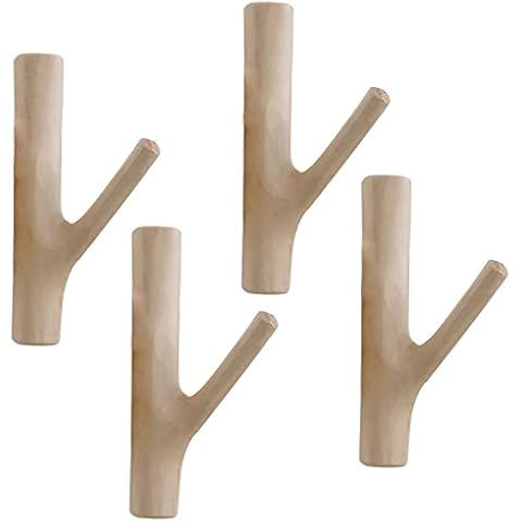 Zasvec Vintage Wooden Coat Hooks, Pack of 4 Cover
