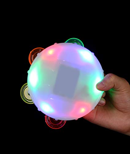 Fun Central LED Light Up Round Tambourine - Musical Instrument Toy for Kids & Toddlers - Thumbnail 3