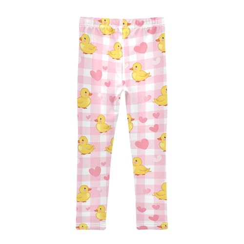 Yellow Duck Girls' Leggings Toddler Doodles Heart Pink Buffalo Check Kids Yoga Pants Dance Active Tights 4T2