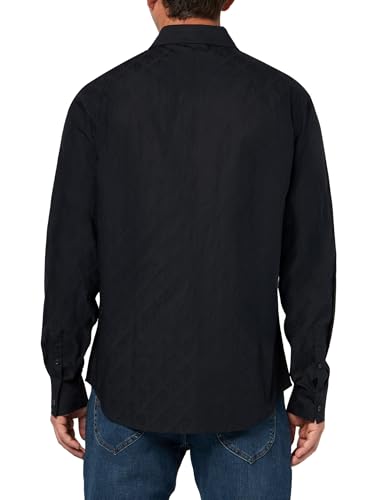 Armani Exchange Men's Long Sleeve Regular Fit Allover Logo Jacquard Shirt2