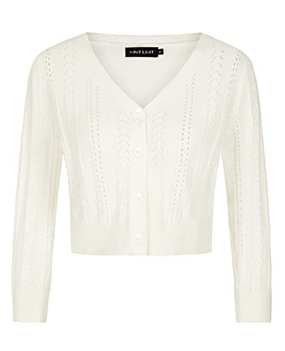 Mintlimit Women's Cardigans Shrugs For Dresses 3/4 Sleeve Cardigan V Neck Button Front Sweater Lightweight (White, Size M) #TOP1