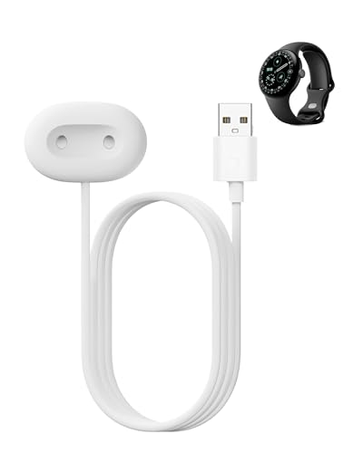 Cable de carga para Pixel Watch 4 con base magnética blanca y conector USB-A