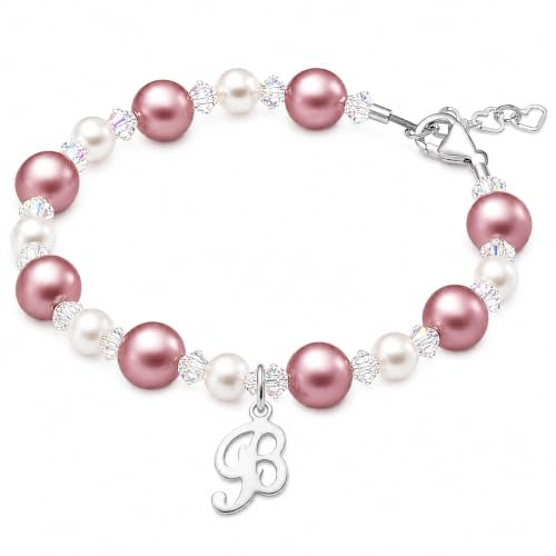 Image of Custom Bracelet Charm Jewelry for Girls Keepsake Baby Gift Initial Letter