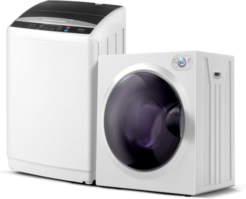 25LBS Full Automatic Washing Machine and 2.6CuFt Portable Clothes Dryer Set, Electric Laundry Washer and Dryer Combo Set with Stainless Steel Inner Tub, for Apartment, Dorms, Home