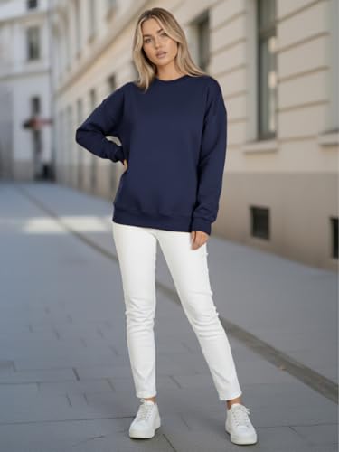 Image of LEOTUDE Women's Boyfriend Fit Loopknit Sweatshirt | Full Sleeve Drop Shoulder | Sweatshirt for Women