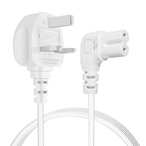 SHUOMAO Stromkabel für Samsung TV, rechtwinklig, 3 m, rechtwinklig, 8, Stromkabel, kompatibel mit Samsung, LG, Panasonic, Roku, Hisense, Sharp, Hisense TV, Weiß