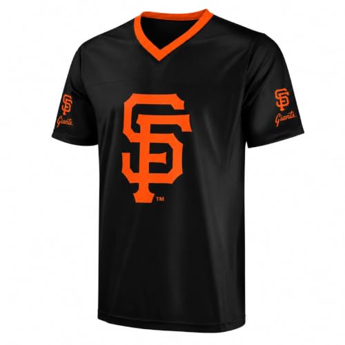 Image of FOCO MLB Men's Officially Licensed Primary Logo Wordmark Ballpark Team Color Baseball Performance V-Neck Top