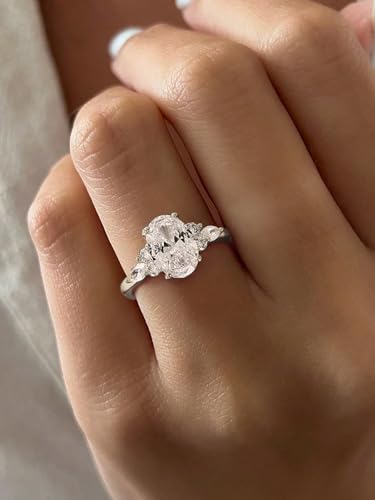 1Pc Sterling Silver Oval Round Horse Eye Zircon Ring Fashionable Fine Jewelry Gift For Women Birthday Gifts Dating Daily Wear