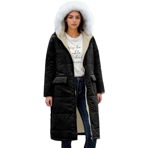 Manteau réversible haut de gamme ajusté bordure fausse fourrure