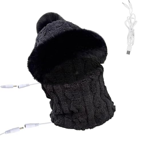 Bonnet chauffant d'hiver pour ski et randonnée en coton noir