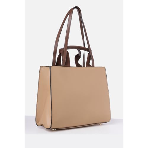 Image of Van Heusen Women's Tote Bag| Brown Contrast Lining | Fits Upto 13 Inch Laptop | Office Bag for Work