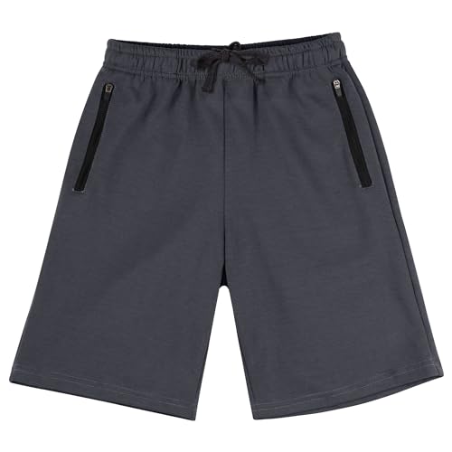 Image of BIG ELEPHANT Boys Cotton Athletic Shorts with Zipper Pockets & Drawstring