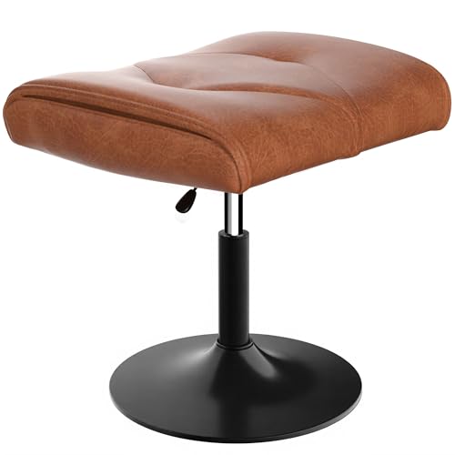Image of VECELO Foot Rest Under Desk Ottoman, PU Height Adjustable Footrest with Comfort Padding, Leg Rest for Desk for Relieving Leg Pain, Stiffness, and etc, Brown