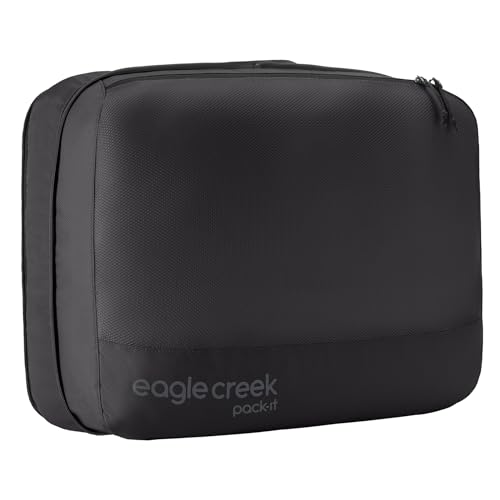 eagle creek Pack-It Reveal Expansion Cube - Adjustable Storage Expansion Cube for Travel - Durable Compression Zipper - Water-Resistant - Translucent Fabric - Sustainable - Large - Black4