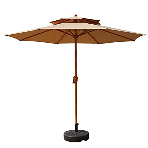 Sombrilla de jardín de 9 pies impermeable con base pesada y manivela