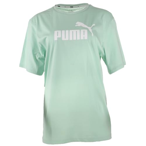 T-shirt PUMA femme logo blanc et coupe oversize vert brume