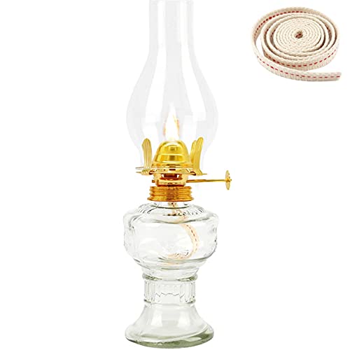 rnuie Oil Lamp for Indoor Use,1 Glass Kerosene Lantern and 39 Inch Wick,Rustic Kerosene Lamp for Farmhouse,Tabletop Decoration (Transparent)