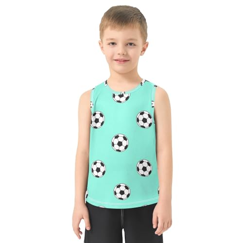 J JOYSAY Cartoon Soccer Teal Boys Tank Top Sleeveless Muscle Shirts Quick Dry Workout Active Sport Kids T-Shirts 3-15T2