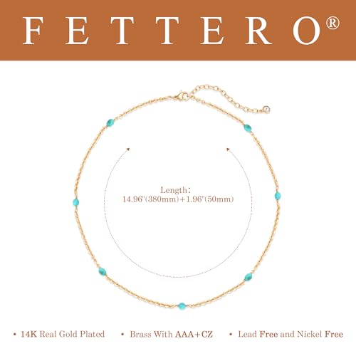 Fettero Dainty Beads Choker Neckces for Women - 14K Gold Plated Beaded Necklace Summer Beach Choker Boho Gold Necklace for Women Jewelry