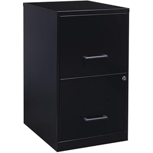 Pemberly Row 2 Drawers 24.5″ Vertical Black Metal Filing Cabinet Lockable Pre-Assembled Stationary Letter Size for Home, Office