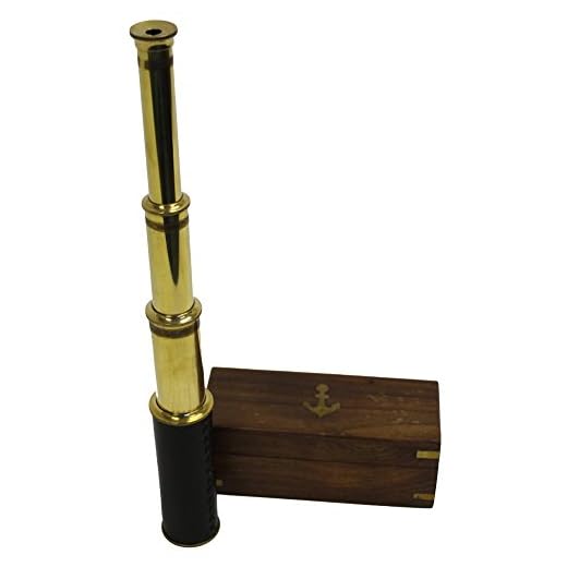 IOTC Science Purchase 78TELE15 Handheld Brass Telescope with Wooden Box