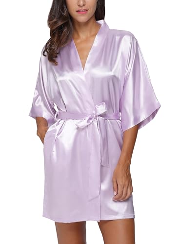 Soft Loungewear Silk Robe Wedding Short Satin 13 soft loungewear silk robe - purple