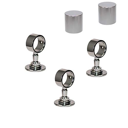 Handlaufseil-Set Ø 30 mm – 3 m Polyhanf-Seil „Nature Touch“ naturfarben mit 2 Endkappen & 3 Seilträger, verchromt | Treppe & Geländer